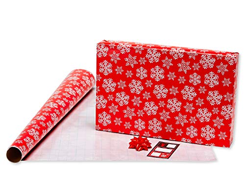 American Greetings Christmas Wrapping Paper Set with Cut Lines, Red, Black and White, Plaid, Reindeer and Snowflakes (4 Rolls, 7 Bows, 30 Gift Tags, 120 sq. ft.)