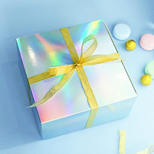 Iridescent Gift Boxes with Lids, 12 PCS 8x8x4in Bridesmaid Proposal Boxes Gift Boxes for Presents, Holographic Gradient Boxes, Decorative Gift Boxes Bulk, Treat Boxes for Wedding, Gifts, Birthday, Christmas, Party Favor