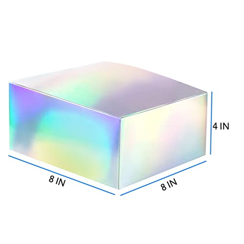 Iridescent Gift Boxes with Lids, 12 PCS 8x8x4in Bridesmaid Proposal Boxes Gift Boxes for Presents, Holographic Gradient Boxes, Decorative Gift Boxes Bulk, Treat Boxes for Wedding, Gifts, Birthday, Christmas, Party Favor