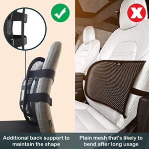 Lumbar Support with Breathable Mesh Layers and Double Sturdy Adjustable Straps, Comfortable Ergonomic Backrest for Office Chair and Car Driver Seat, Posture Cushion and Lower Back Support Pain Relief