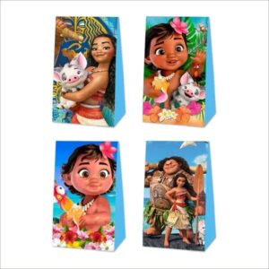 12 pieces moana themd children birthday party favors gift bags moana themed candy bags for children baby shower decorations (moana)