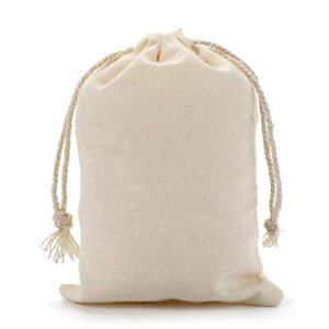 Muslin Bags Drawstring Cotton Bags, Organic Cotton Fabric Bags -50 Pcs 4 by 6 Inch - Natural Cloth Bags Sachet Bags with Drawstring for Party Wedding Home Storage and DIY Craft