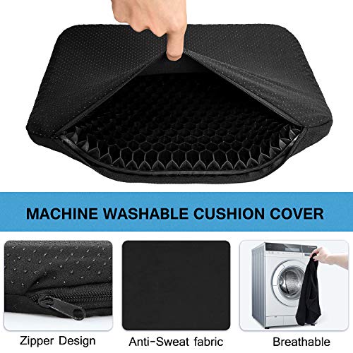 SUPTEMPO Gel Seat Cushion, Office Chair Cushion, Double Layer Design Seat Cushion with Non Slip Cover Breathable Honeycomb Pain Relief Sciatica Chair Pads for Office Chair Car Wheelchair