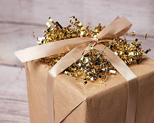 MagicWater Supply Crinkle Cut Paper Shred Filler (4 oz) for Gift Wrapping & Basket Filling - Gold Metallic