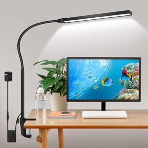 led desk lamp with touch control, gooseneck clamp lamp, desk light for home office, 3 modes stepless dimmable workbench light for working, study, reading, dorms, nightlight