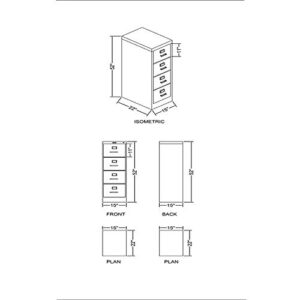 Scranton and Co 22" Deep 4 Drawer Letter File Cabinet in Putty, Fully Assembled