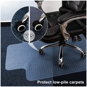 Qmake Office Desk Chair Mat for Carpet Floor Low Pile PVC Protection Anti-Slip Floor Mat Carpeted Chair Mat Clear,48 x 36