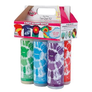 tulip one-step tie-dye kit extra large block party 16 oz easy squeeze bottles, all-in-1 kit for group activity tie-dye, 6, vibrant colors