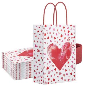ecohola cupids bow kraft paper gift bags with handles for valentine’s day, weddings, school classrooms exchange party pack of 24 pieces, 9″x6.3″x3.2″