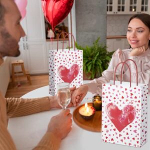 ECOHOLA Cupids Bow Kraft Paper Gift Bags with handles for Valentine's Day, Weddings, School Classrooms Exchange Party Pack of 24 Pieces, 9"x6.3"x3.2"