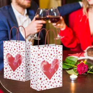 ECOHOLA Cupids Bow Kraft Paper Gift Bags with handles for Valentine's Day, Weddings, School Classrooms Exchange Party Pack of 24 Pieces, 9"x6.3"x3.2"