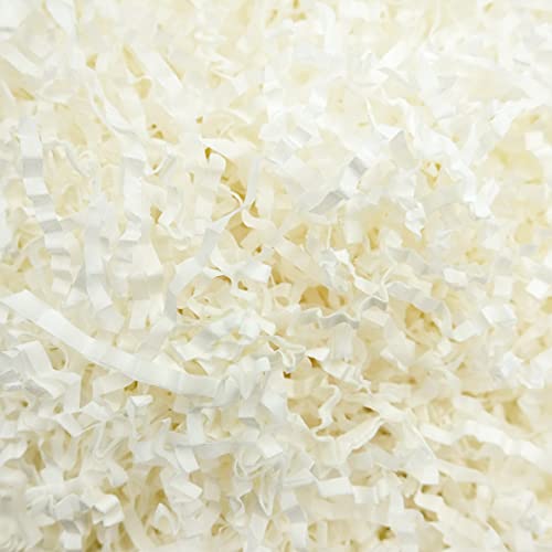 AIRGAME Crinkle Cut Paper Shred Filler (1/2 LB) for Gift Wrapping & Basket Filling - Creamy White