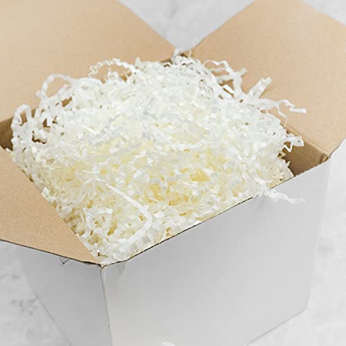 AIRGAME Crinkle Cut Paper Shred Filler (1/2 LB) for Gift Wrapping & Basket Filling - Creamy White