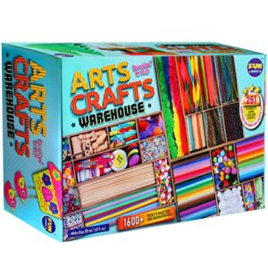 3 layers jumbo arts and crafts supplies warehouse, developebyplay 1600+ premium huge ultimate craft materials kit for kids 4-8 big creative activities gift large stuff for girls and boys, 17.91wx12.4l