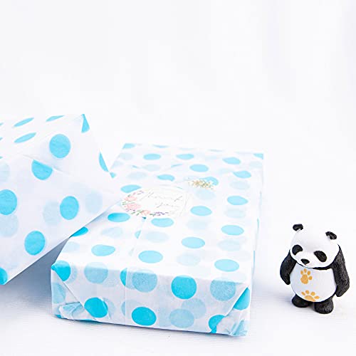 MR FIVE Blue Polka Dot Baby Shower Tissue Paper Bulk,20" x 28",Blue Gift Wrapping Tissue Paper for Gift Bags,Baby Shower Tissue Paper for Boy,30 Sheets