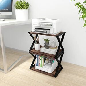 CALASK Desktop Printer Stand with Storage 2-Tier Wood Under Desk Printer Table, Multi-Purpose Printer Shelf for Home Office Organizer Storing Heavy Duty Fax Machine, Scanner, Rustic Brown