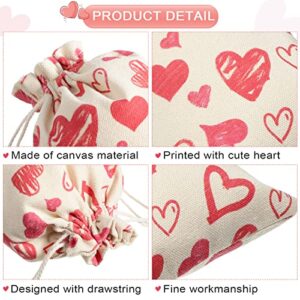 Shappy 20 Pieces Heart Canvas Bag with Drawstring Valentines Day Bag Wedding Wrapping Bags for Valentines Day Weddings Anniversary Baby Showers Bridal Party Favors