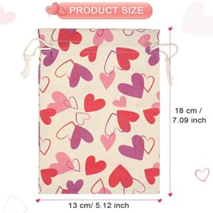 Shappy 20 Pieces Heart Canvas Bag with Drawstring Valentines Day Bag Wedding Wrapping Bags for Valentines Day Weddings Anniversary Baby Showers Bridal Party Favors