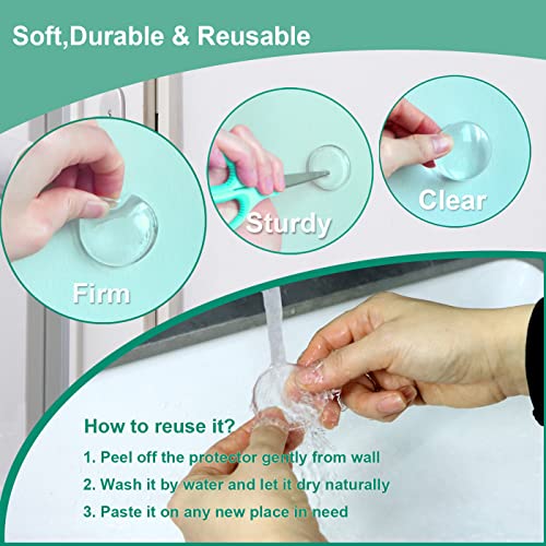 Door Stopper Wall Protector - Wall Shield Bumper Guard from Door Knobs, Sturdy Self Adhesive, Soft and Transparent ,Washable and Reusable Shock Absorbent Gel for Home Office (Classic Round, 6pcs)