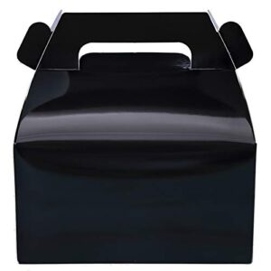 one more 25-pack gable candy treat boxes,small black goodie gift boxes for halloween and birthday party favors box 6.2 x 3.5 x 3.5 inch