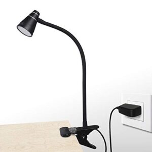 cesunlight led clip desk lamp, headboard light with strong clamp, bed reading light with 3000k-6500k adjustable color temperature options for brighter illumination (black)