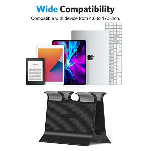 OMOTON Plastic Vertical Laptop Stand - Multifunctional Gravity Laptop Holder Self-Adjust Storage Desktop, Compatible with MacBook, Google Pixelbook, Dell and All iPad(Up to 17.3")