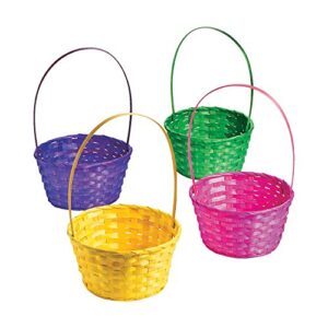large solid color easter basket – 12 empty bamboo baskets with handles – easter party supplies