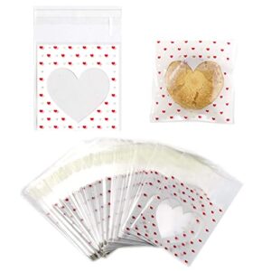 fazhbary 200 pcs valentine cellophane bags heart mini cookie bags self sealing cellophane bags for candy bakery supplies