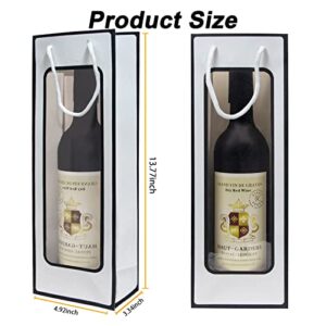 WAKAKO 12 Pcs Wine Gift Bags for Wine Bottles, Reusable Clear Window Wine Bottle Bags Bulk with Handles for Weddings, Birthday, Party, Christmas, Graduations, Thanksgiving (White)