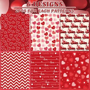 Whaline 12 Sheet Valentine's Day Wrapping Paper Red Heart Truck Gift Wrapping Paper 19.7 x 27.6 Inch I Love You Prints Sweet Present Packing Paper for Wedding Anniversary Baby Shower Birthday
