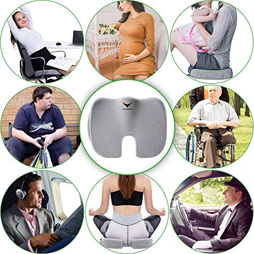 OVEYNERSIN Seat Cushion for Office Chair - Desk Back Pillow Support Memory Foam Car Cushions Coccyx Orthopedic Hip Sciatica Pain Pad Computer Accessories for Women Men