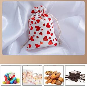 eyigylyo Valentine's Day Heart Burlap Bag with Drawstring, 12 PCS Valentine Treat Candy Bag Gift Jewelry Pouches for Valentine's Day Wedding Festival Party Supply,(5 x 7 Inch)