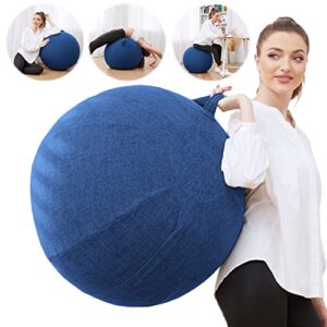 exercise ball chair with fabric cover, pilates yoga ball chair for home office desk, pregnancy ball & balance ball seat to relieve back pain, improve posture, birthing ball for pregnancy (blue)