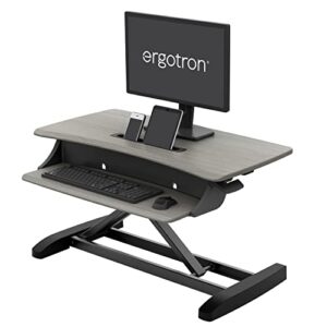 ergotron – workfit-z mini small standing desk converter, laptop sit stand desk riser for tabletops and home office – 31 inch width, grey woodgrain
