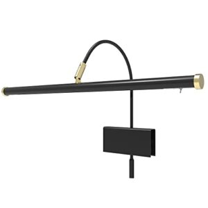 cocoweb 19″ grand piano lamp – adjustable, black with brass accents, led clip-on with dimmer – gpled19d