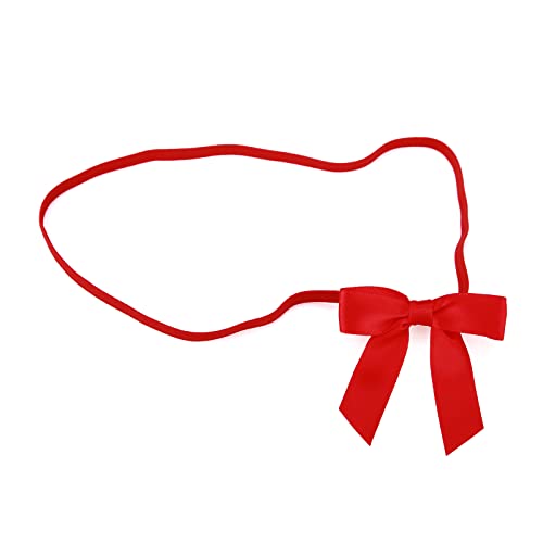 Meseey 50pcs 8 Inch Stretch Elastic Loops with Pre-Tied Red Ribbon Bows for Gift Wrapping,Baby Showers, Weddings, Christmas Boxes (8", Red)