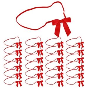 meseey 50pcs 8 inch stretch elastic loops with pre-tied red ribbon bows for gift wrapping,baby showers, weddings, christmas boxes (8″, red)
