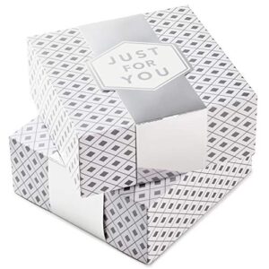 hallmark 10″ large gift boxes with wrap bands (2-pack: silver and white, “just for you”) for weddings, graduations, christmas, valentine’s day, birthdays