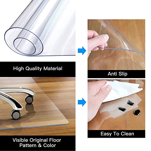 Clear Floor Mat for Office Chair - 48"×30" Plastic Chair Mat for Hardwood/Tile Floors, Multi-Purpose Non-Slip Computer & Desk Chair Mat, Heavy Duty Floor Protector for Rolling Chair Home Office-1.5mm