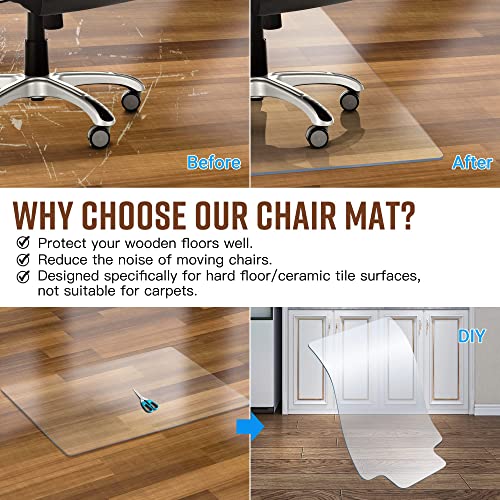 Clear Floor Mat for Office Chair - 48"×30" Plastic Chair Mat for Hardwood/Tile Floors, Multi-Purpose Non-Slip Computer & Desk Chair Mat, Heavy Duty Floor Protector for Rolling Chair Home Office-1.5mm