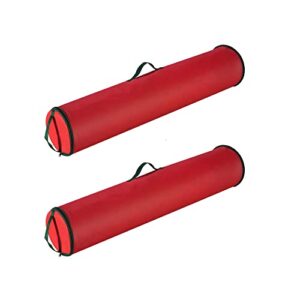 elf stor gift wrapping paper storage container bag, 2 packs x 9″ diameter x 40″ long, can fit up to 25 rolls per bag, red