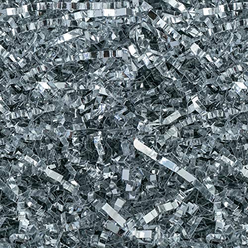 MagicWater Supply Crinkle Cut Paper Shred Filler (1 LB) for Gift Wrapping & Basket Filling - Silver Metallic