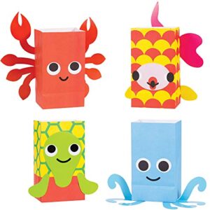 Creative Converting 333021 Assorted Sea Animals Paper Treat Bags, 8ct