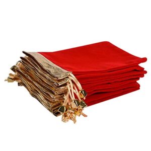 kipetto 25pcs soft velvet pouches with drawstrings for jewelry wedding candy bags, 4.7″x6.3″, red