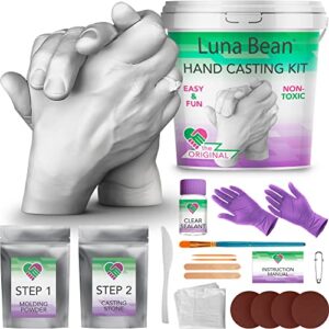 luna bean hand casting kit couples – plaster hand mold casting kit, unique valentines gift ideas for boyfriend girlfriend, gift for her, gifts for him, anniversary husband wife date night activities