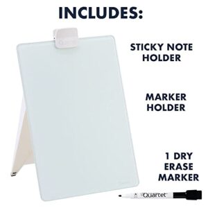 Quartet Glass Whiteboard Desktop Easel, 9" x 11", Dry Erase Surface, Clean Erase, Includes 1 Dry Erase Marker, White (GDE119)