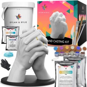 dylan & rylie hand casting kit couples – plaster hand mold casting kit, diy kits for adults and kids, wedding gifts for couple, hand mold kit couples gifts for her, birthday gifts for mom