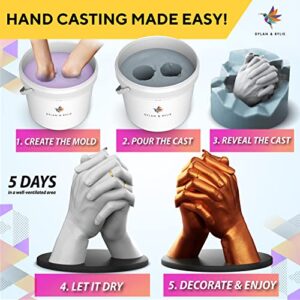 Dylan & Rylie Hand Casting Kit Couples - Plaster Hand Mold Casting Kit, DIY Kits for Adults and Kids, Wedding Gifts for Couple, Hand Mold Kit Couples Gifts for Her, Birthday Gifts for Mom