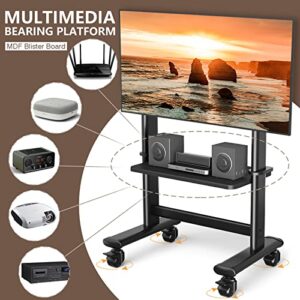 Mobile TV Cart Rolling TV Stand with Wheels for 55-98 Inch LCD LED Flat Curved Screens up to 200 lbs, Heavy Duty Portable Floor TV Stand Large Base Trolley Height Adjustable Max VESA800x600 mm