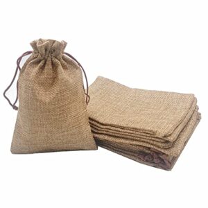 LANXINGYAN 50Pcs 5x7 Burlap Gift Bags with Drawstring Linen Sacks Bag for Wedding Favors Party DIY Craft (5x7 Inch, coffee)
